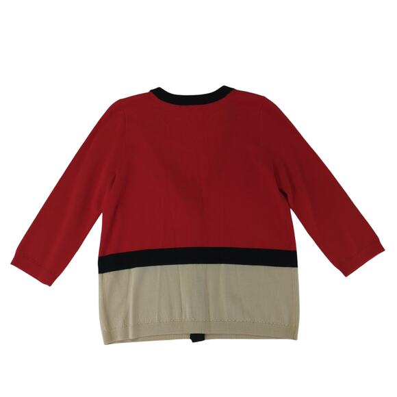 Kate Spade 100% Wool Cardigan Sweater Colorblock 3/4 Sleeve Medium Button V-neck - Picture 2 of 9